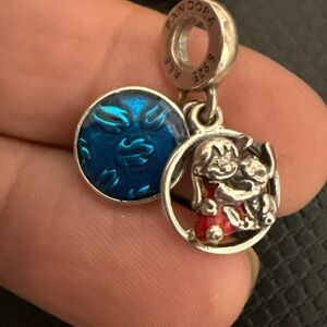 Pandora Silver Charm with Blue and Red Details